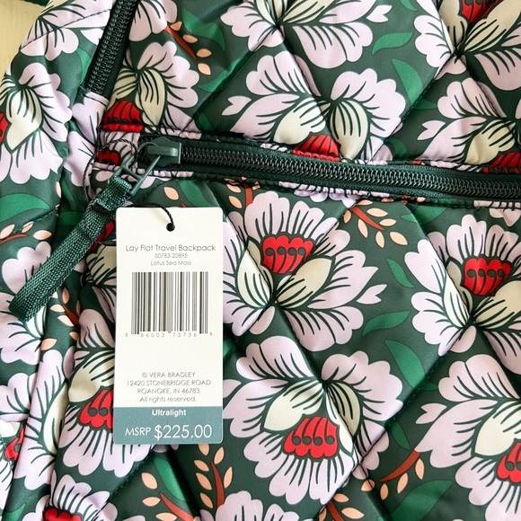 NWT Vera Bradley Lotus Lay Flat Travel Backpack Coastal Bold Floral main image 9